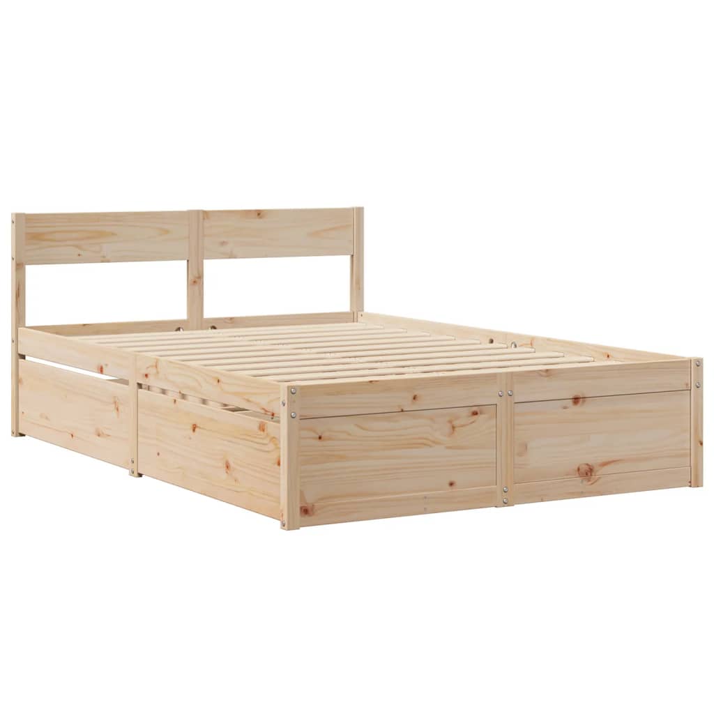 vidaXL Bed with Drawers and Mattress 120x200 cm Solid Wood Pine