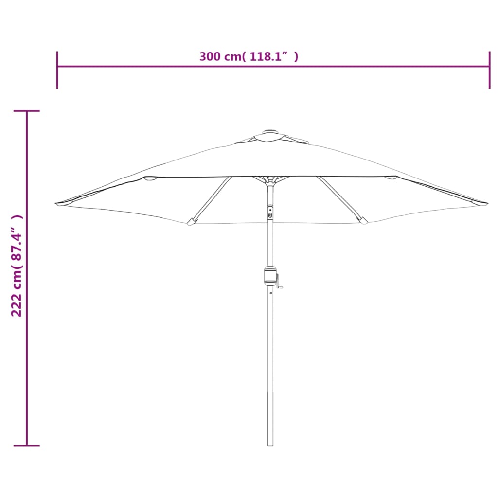 vidaXL Garden Parasol with Metal Pole 300 cm Black