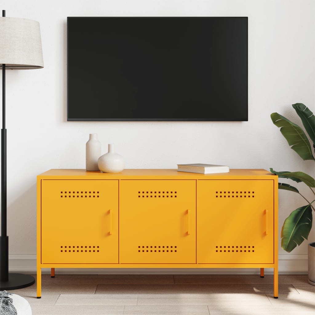 vidaXL TV Cabinet Mustard Yellow 100.5x39x50.5 cm Steel