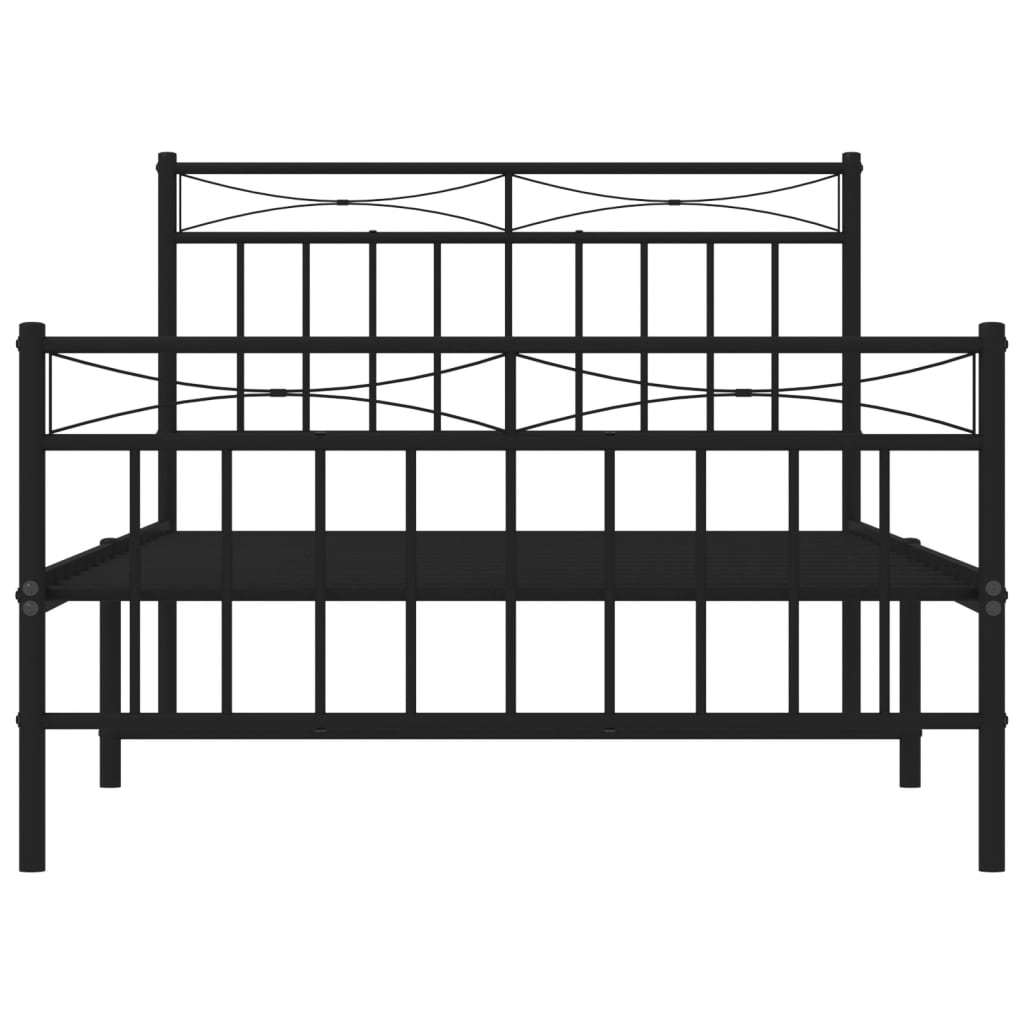 vidaXL Metal Bed Frame without Mattress with Footboard Black 100x200 cm