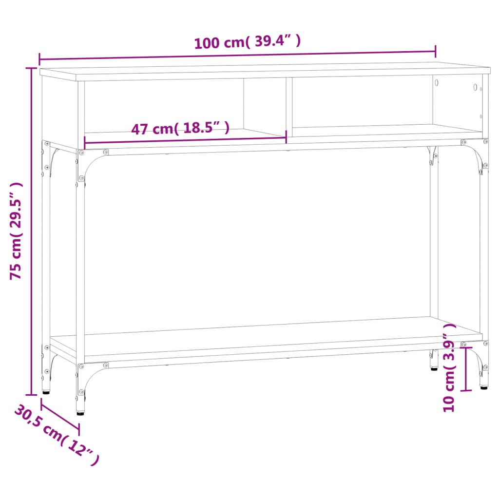 vidaXL Console Table Black 100x30.5x75 cm Engineered Wood