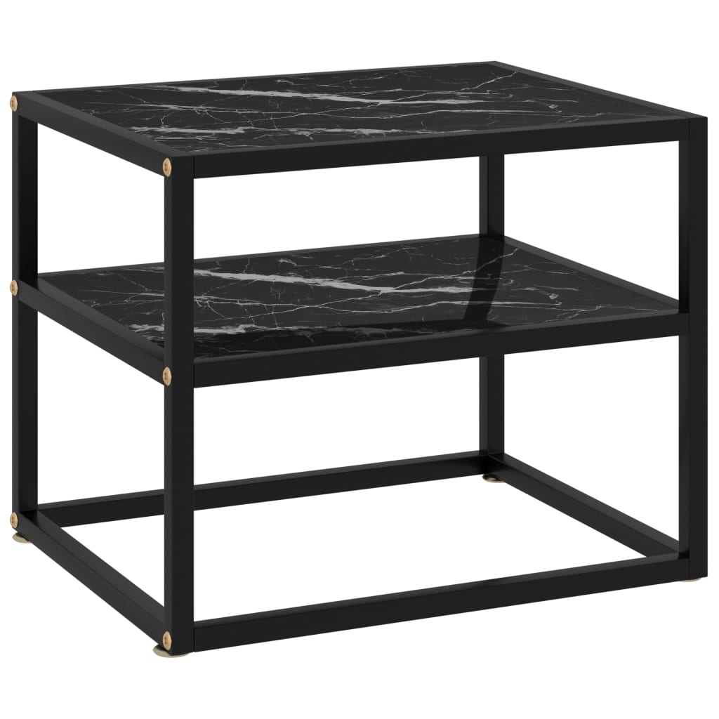 vidaXL Console Table Black 50x40x40 cm Tempered Glass