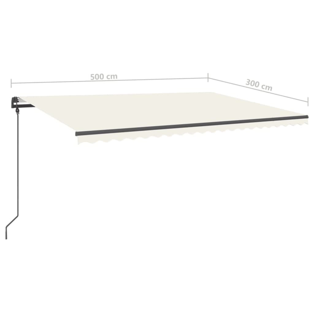 vidaXL Manual Retractable Awning with LED 5x3 m Cream