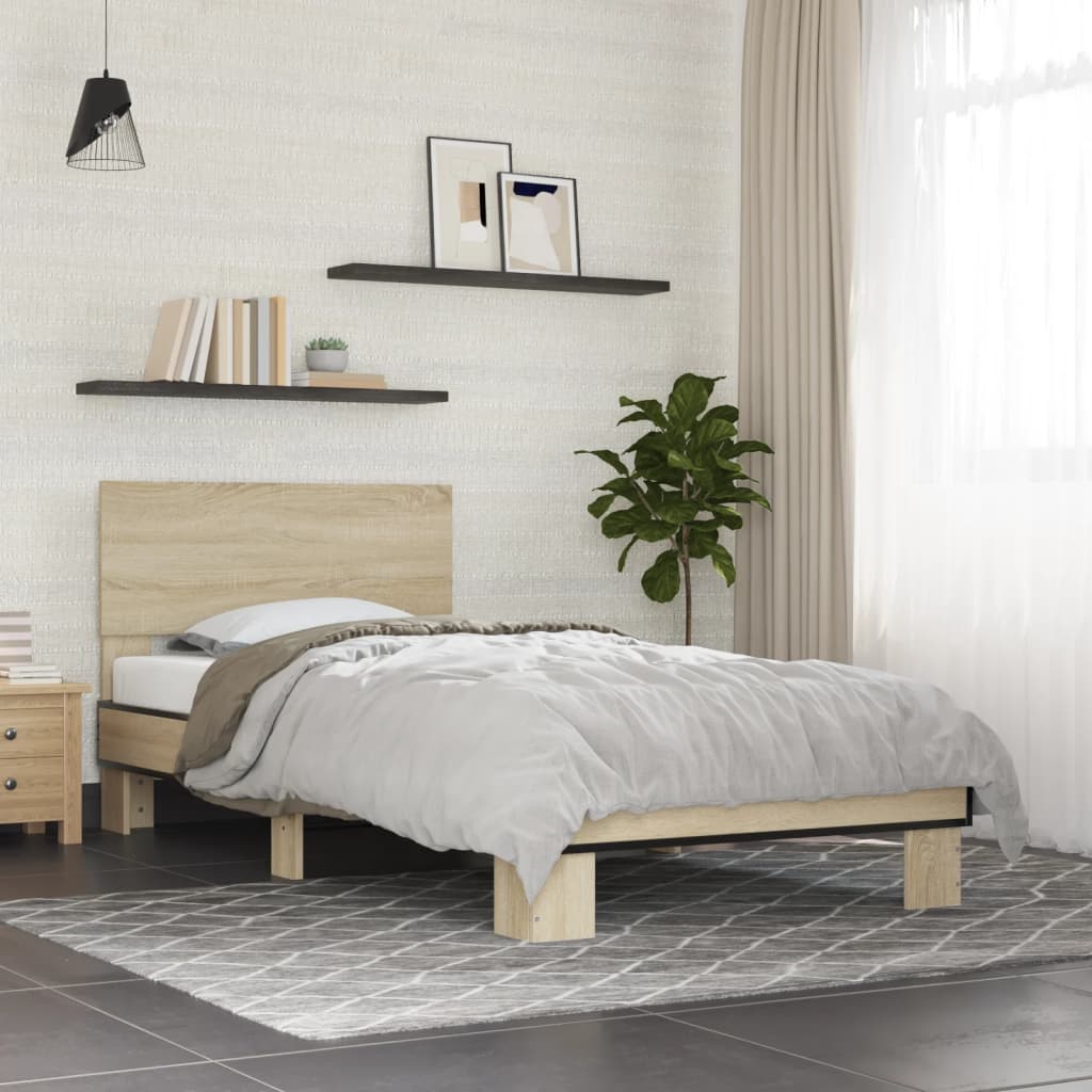 vidaXL Bed Frame without Mattress Sonoma Oak 90x190 cm Single