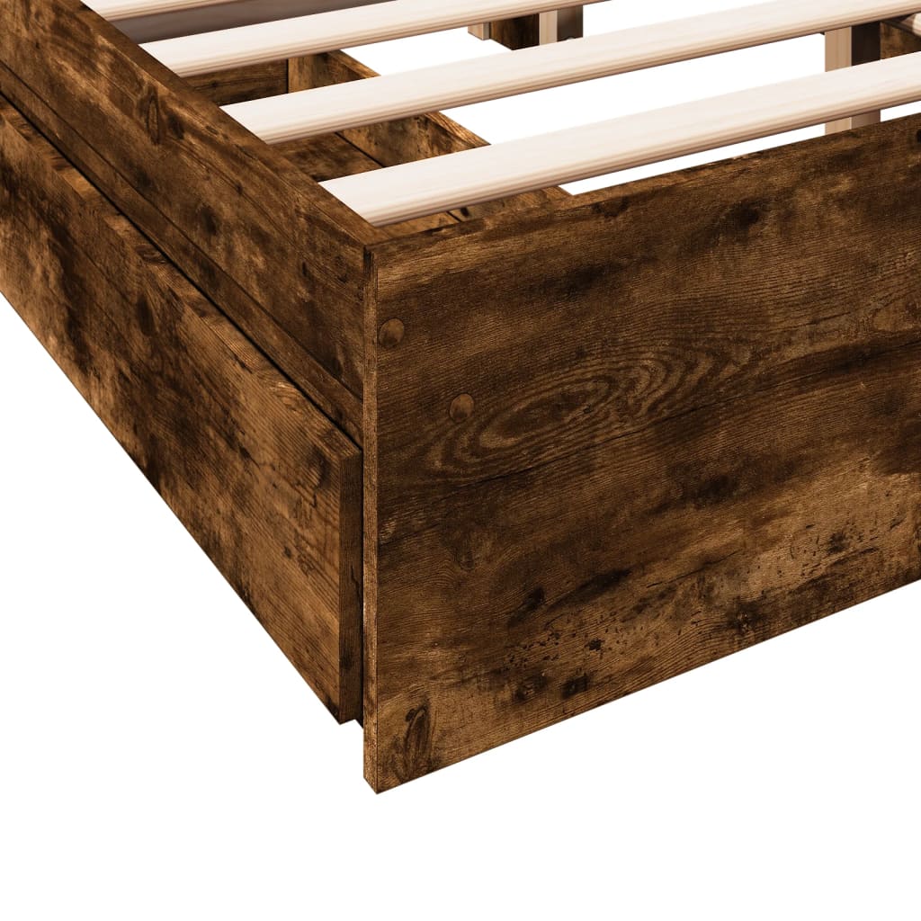 vidaXL Bed Frame with Drawers without Mattress Smoked Oak 120x190 cm Small Double