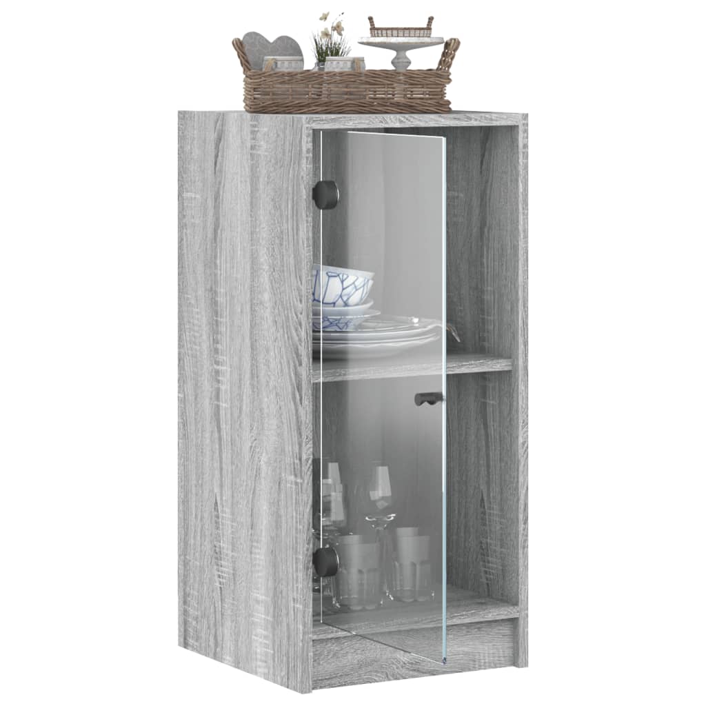 vidaXL Side Cabinet with Glass Doors Grey Sonoma 35x37x75.5 cm