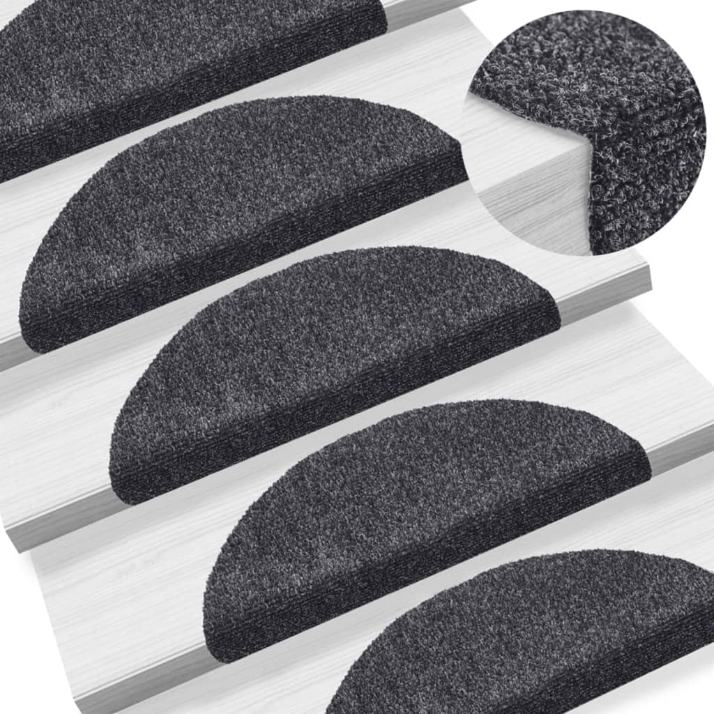 vidaXL Self-adhesive Stair Mats 10 pcs Dark Grey 56x17x3 cm Needle Punch