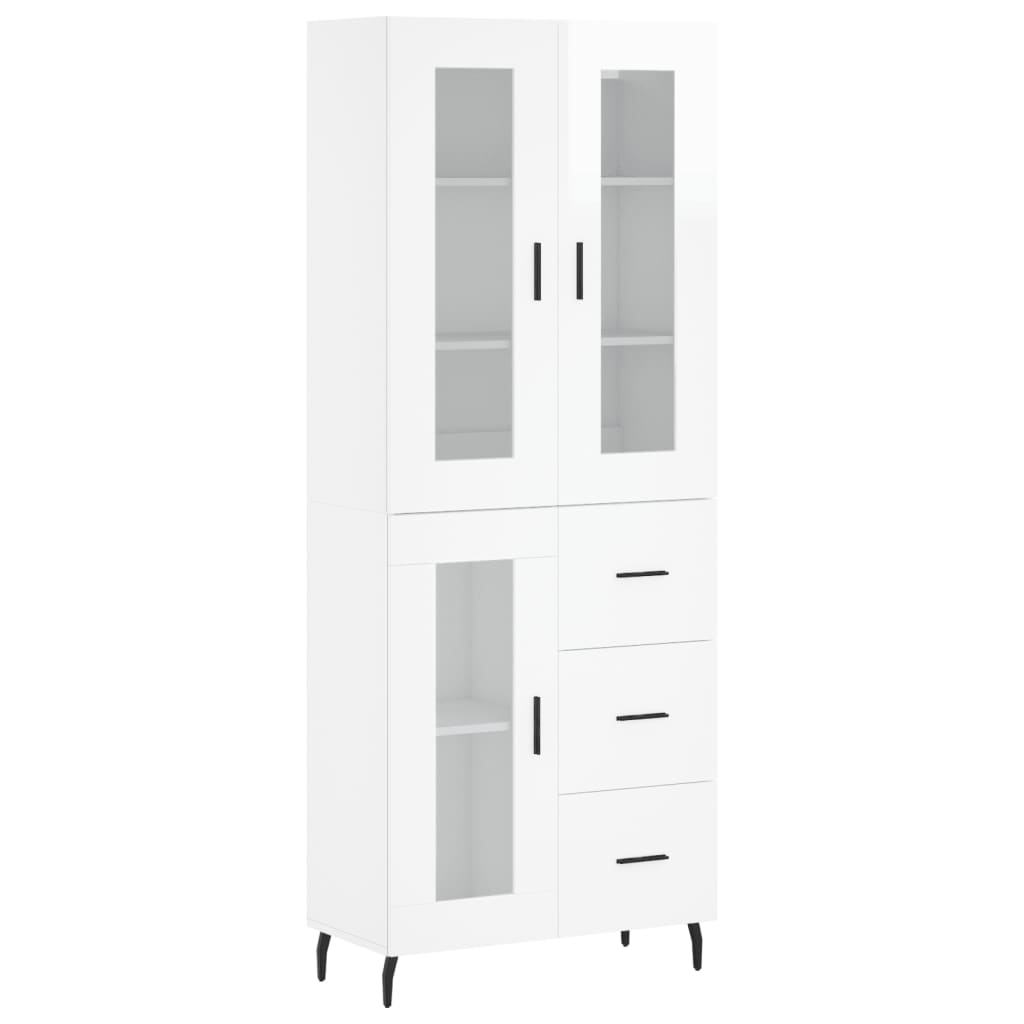 vidaXL Highboard High Gloss White 69.5x34x180 cm Engineered Wood