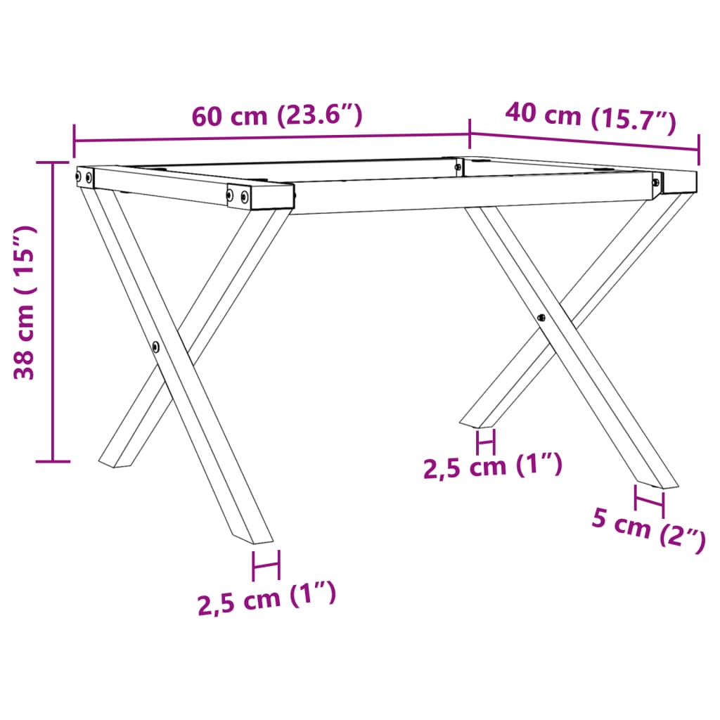 vidaXL Coffee Table Legs X-Frame 60x40x38 cm Cast Iron