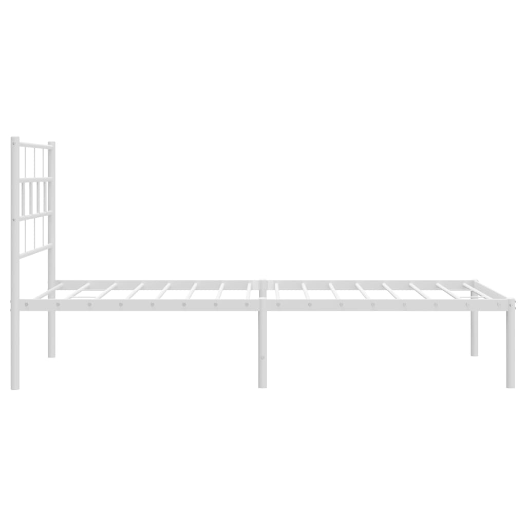 vidaXL Metal Bed Frame without Mattress with Headboard White 100x190 cm