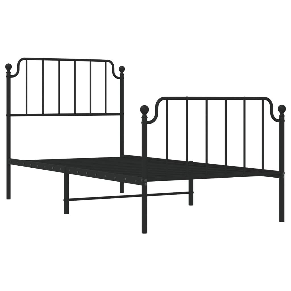 vidaXL Metal Bed Frame without Mattress with Footboard Black 90x200 cm