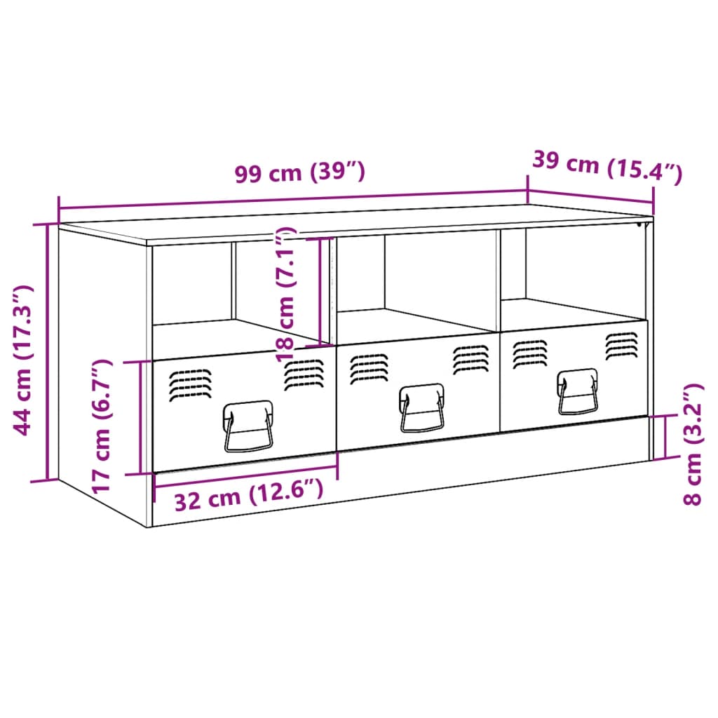 vidaXL TV Cabinet Anthracite 99x39x44 cm Steel