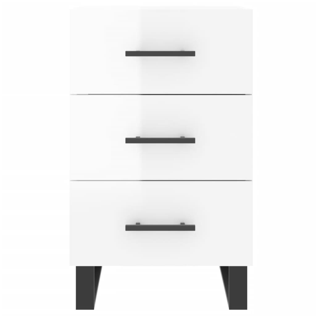 vidaXL Bedside Cabinet High Gloss White 40x40x66 cm Engineered Wood