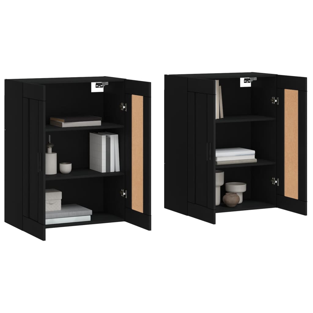 vidaXL Wall Mounted Cabinets 2 pcs Black Engineered Wood