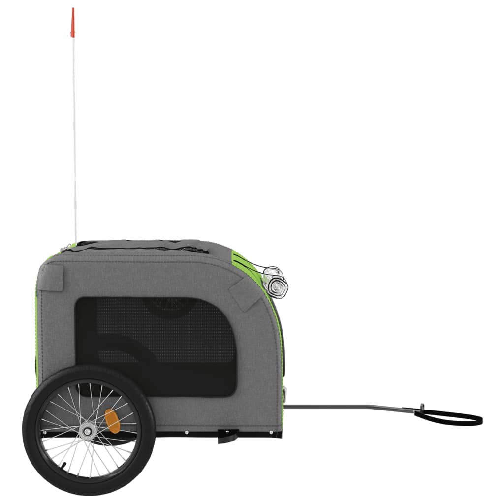 vidaXL Pet Bike Trailer Green and Grey Oxford Fabric and Iron