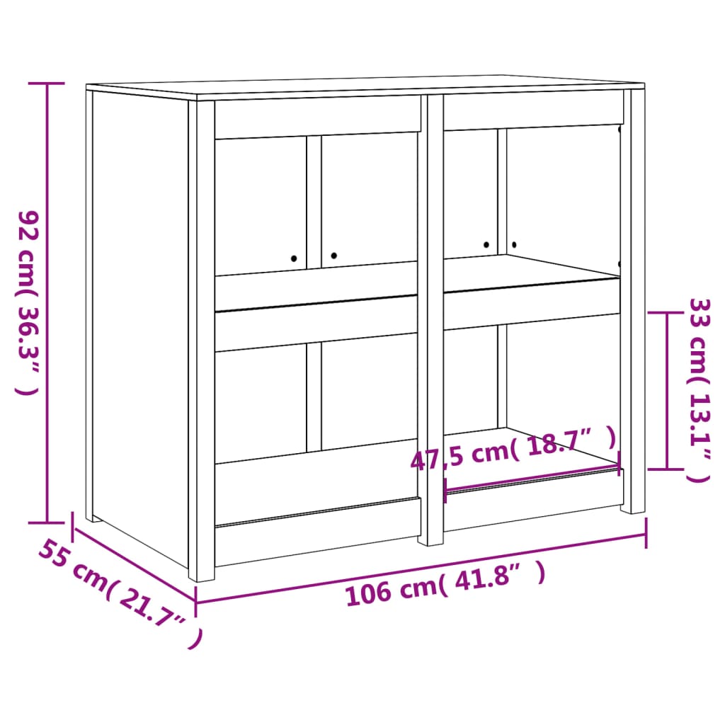 vidaXL Outdoor Kitchen Cabinet White 106x55x92 cm Solid Wood Pine