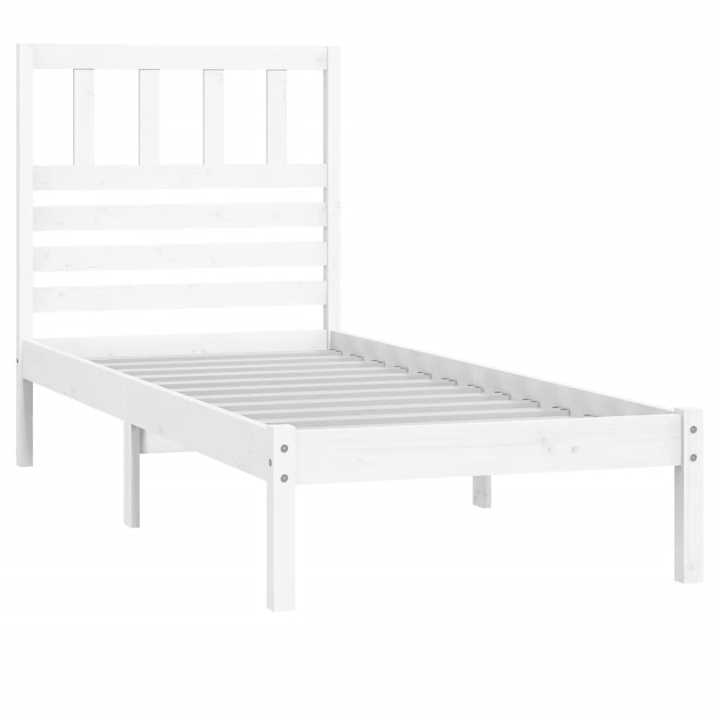 vidaXL Bed Frame without Mattress White Solid Wood Pine 90x200 cm