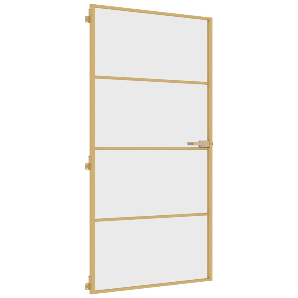 vidaXL Interior Door Slim Golden 102.5x201.5 cm Tempered Glass and Aluminium