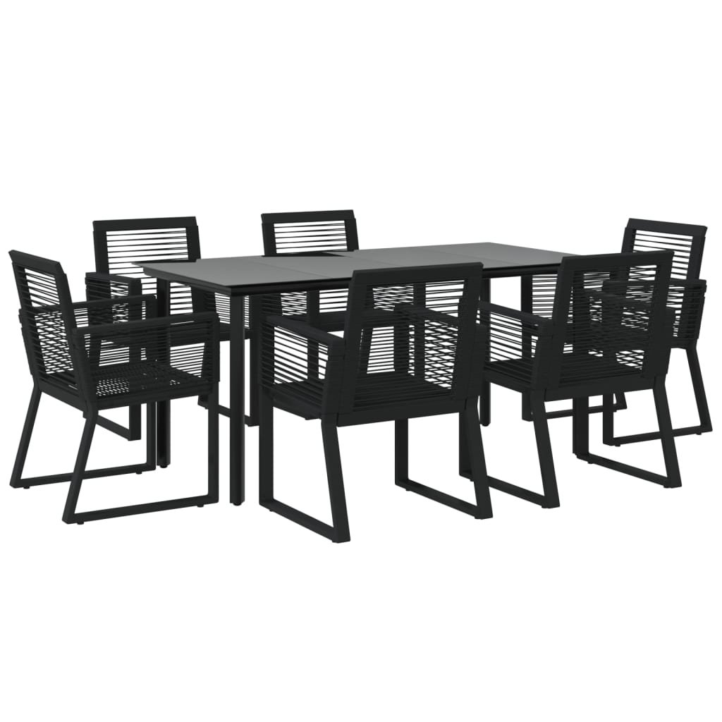 vidaXL 7 Piece Garden Dining Set Black PVC Rattan