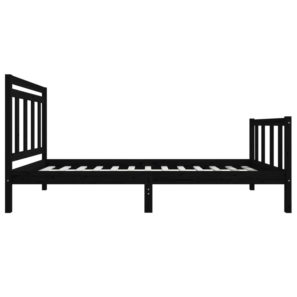 vidaXL Bed Frame without Mattress Black Solid Wood 90x200 cm (810071+814078)