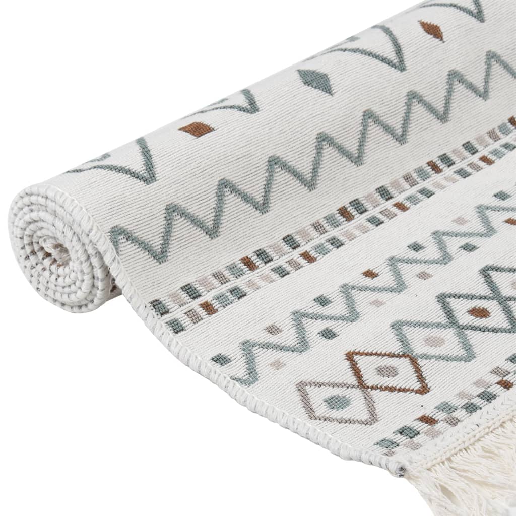 vidaXL Rug Beige and Blue 160x230 cm Cotton