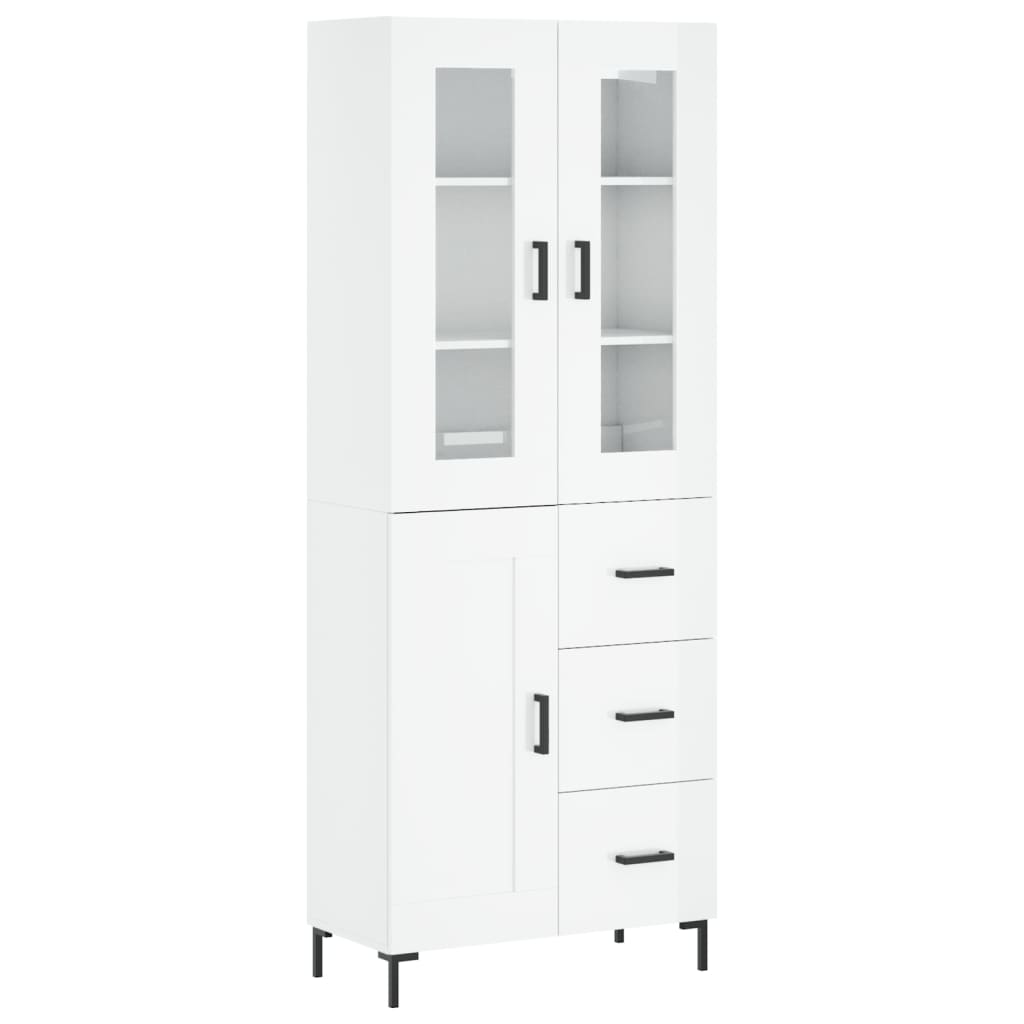 vidaXL Highboard High Gloss White 69.5x34x180 cm Engineered Wood