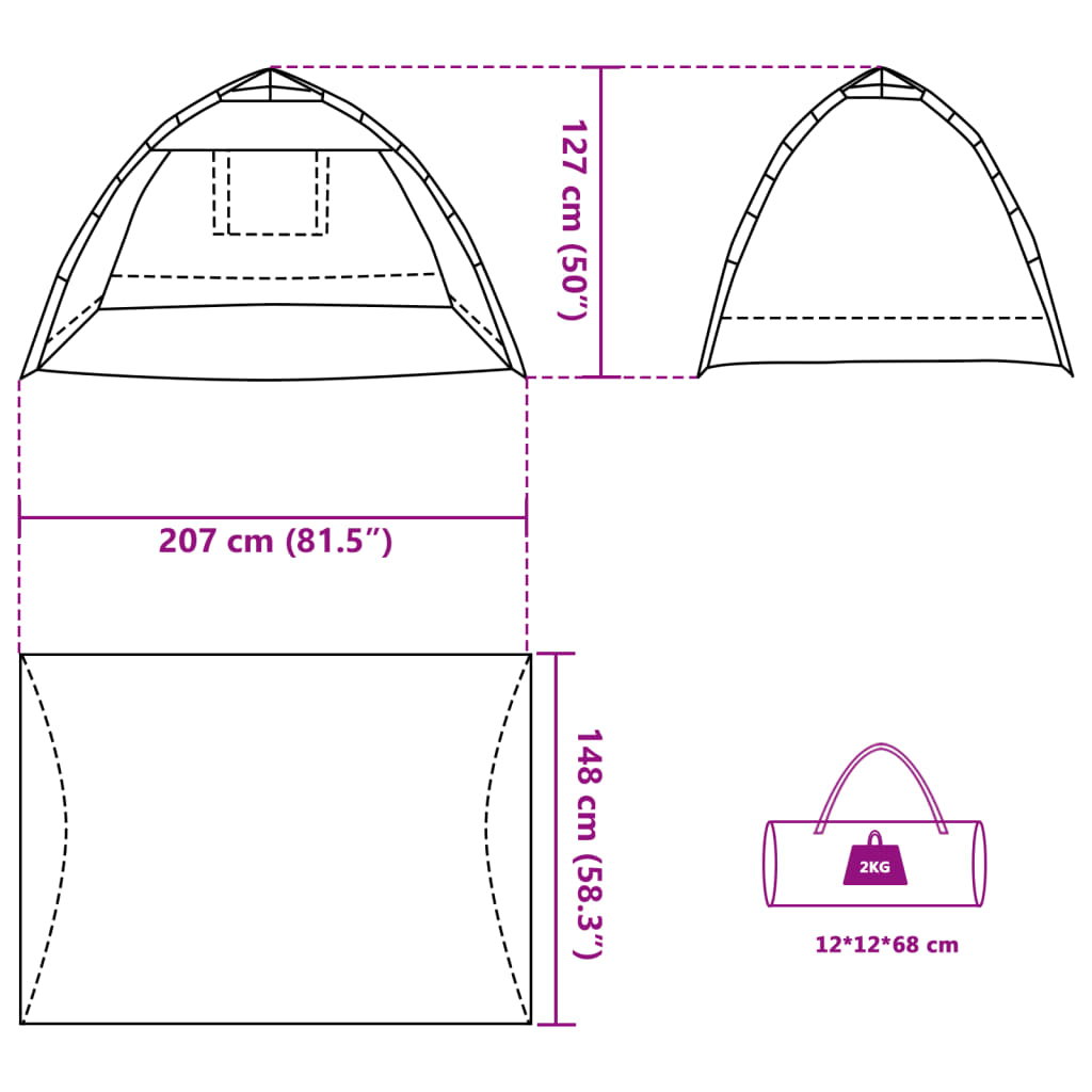 vidaXL Beach Tent 2-Person Azure Blue Quick Release Waterproof