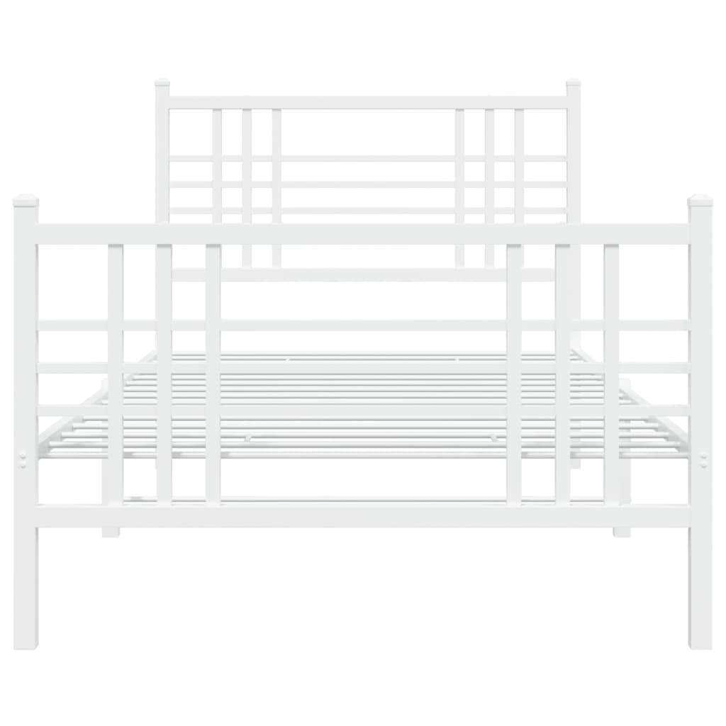 vidaXL Metal Bed Frame without Mattress with Footboard White 90x190 cm Single