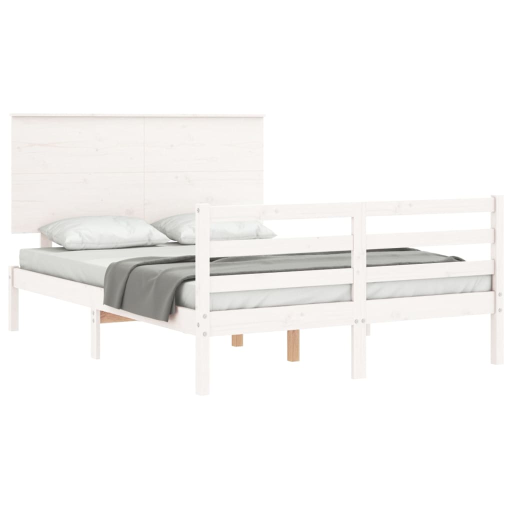 vidaXL Bed Frame without Mattress White 140x200 cm Solid Wood