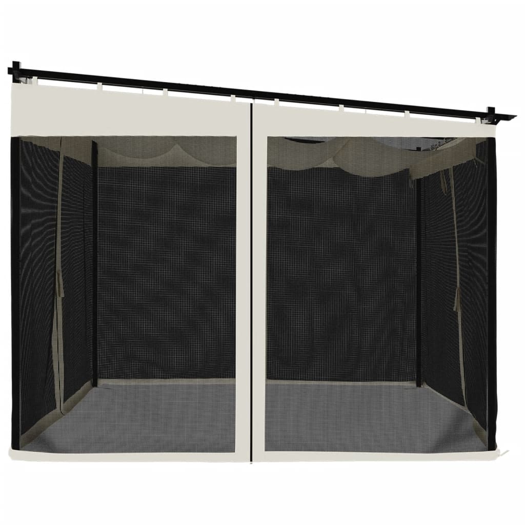 vidaXL Gazebo with Mesh Walls Cream 3x3 m Steel