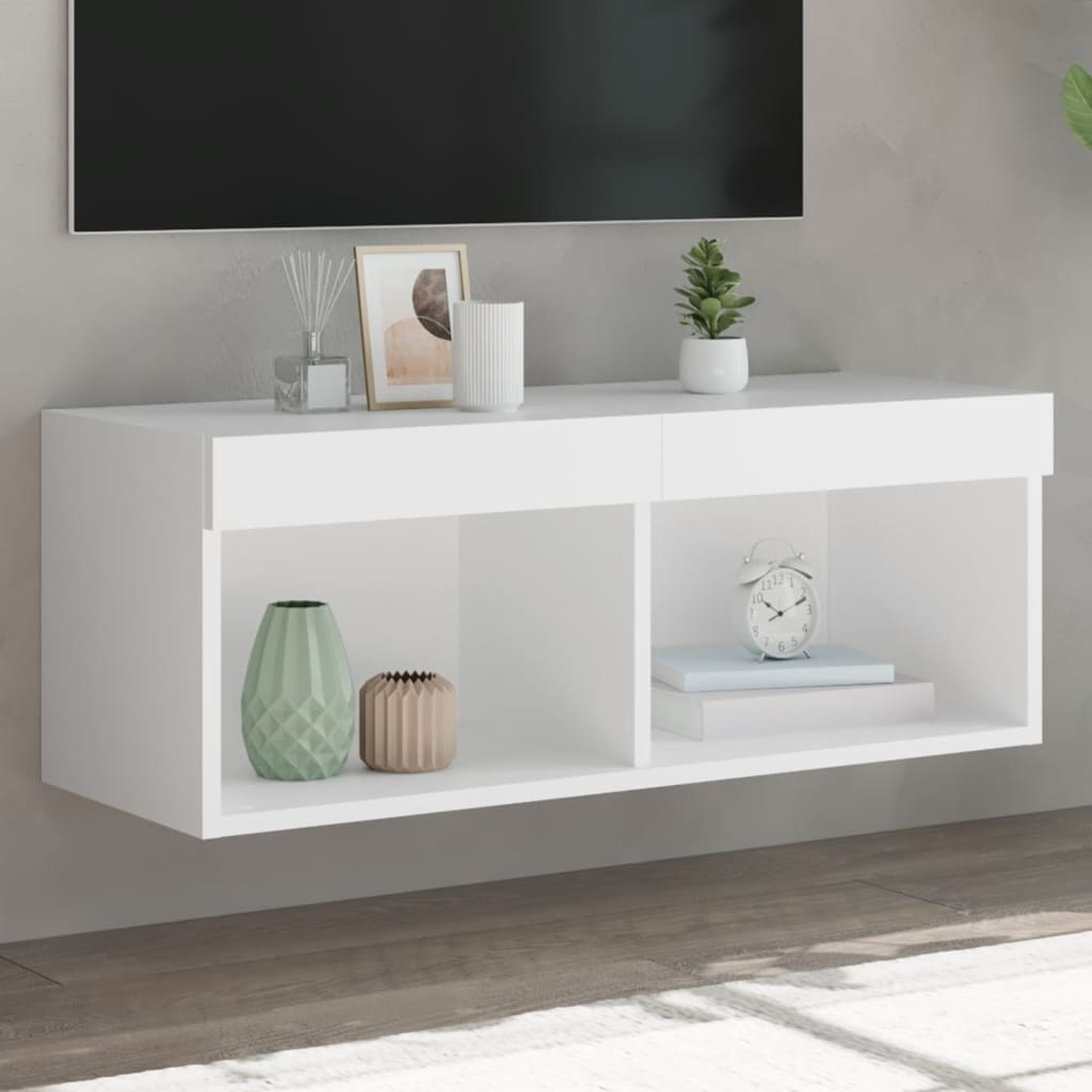 vidaXL TV Cabinet with LED Lights White 80x30x30 cm