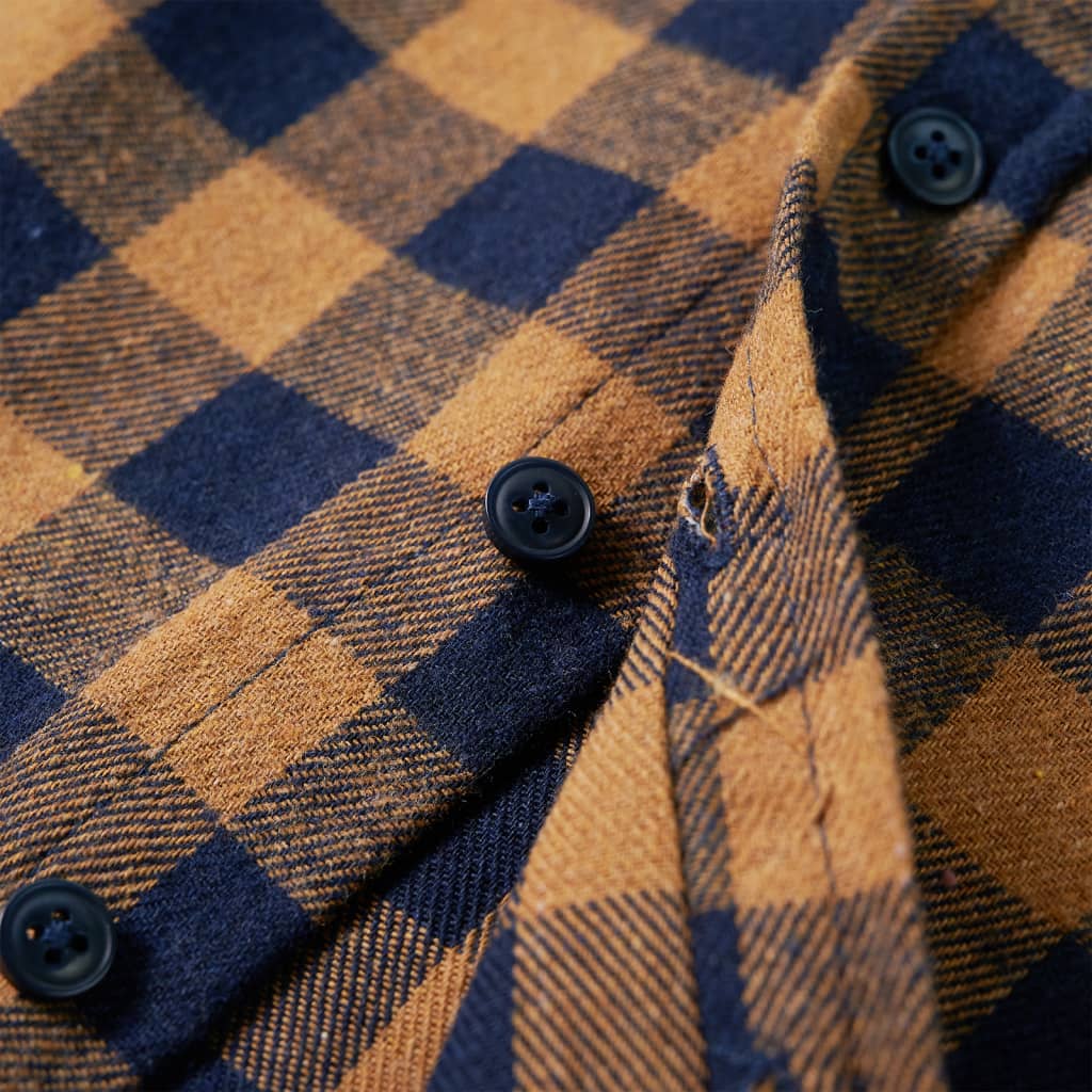 Kids' Plaid Shirt Cognac and Blue 104