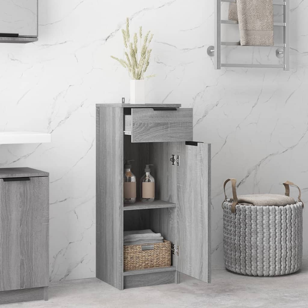 vidaXL Bathroom Cabinet Grey Sonoma 32x34x90 cm Engineered Wood