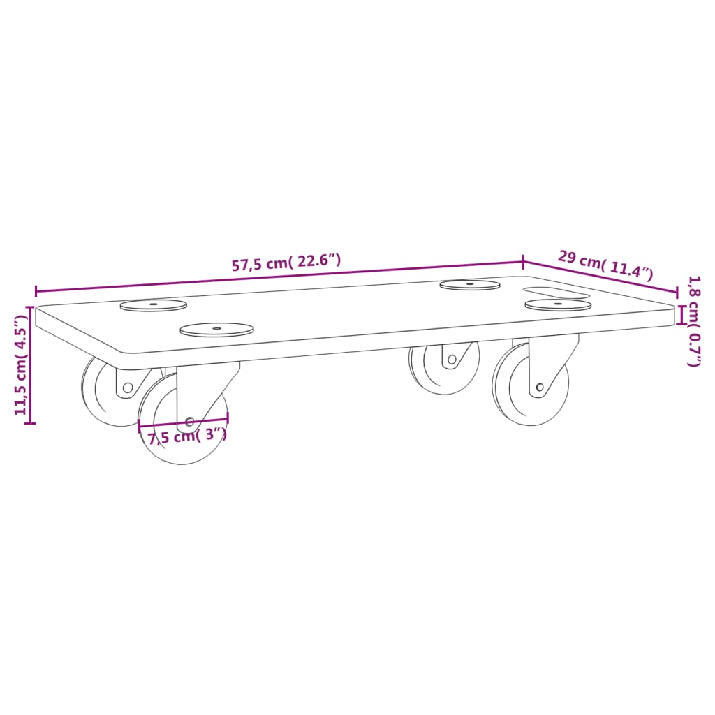 vidaXL Dolly Trolleys 6 pcs Rectangular Engineered Wood