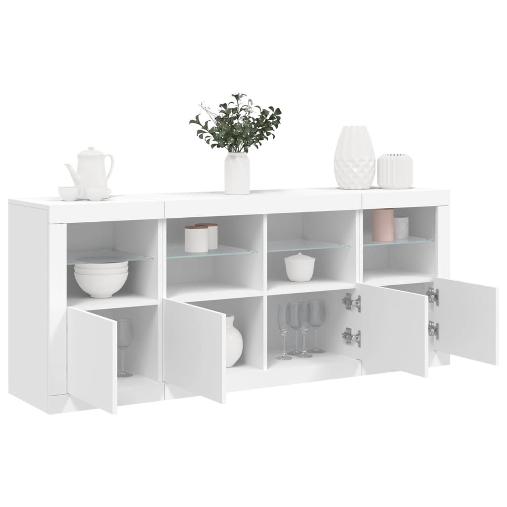 vidaXL Sideboard with LED Lights White 163x37x67 cm