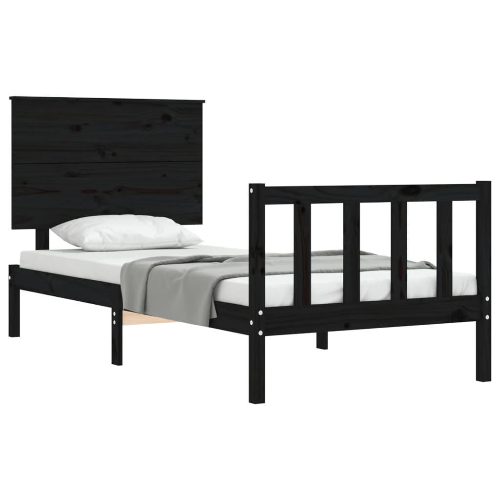 vidaXL Bed Frame without Mattress Black 100x200 cm Solid Wood Pine