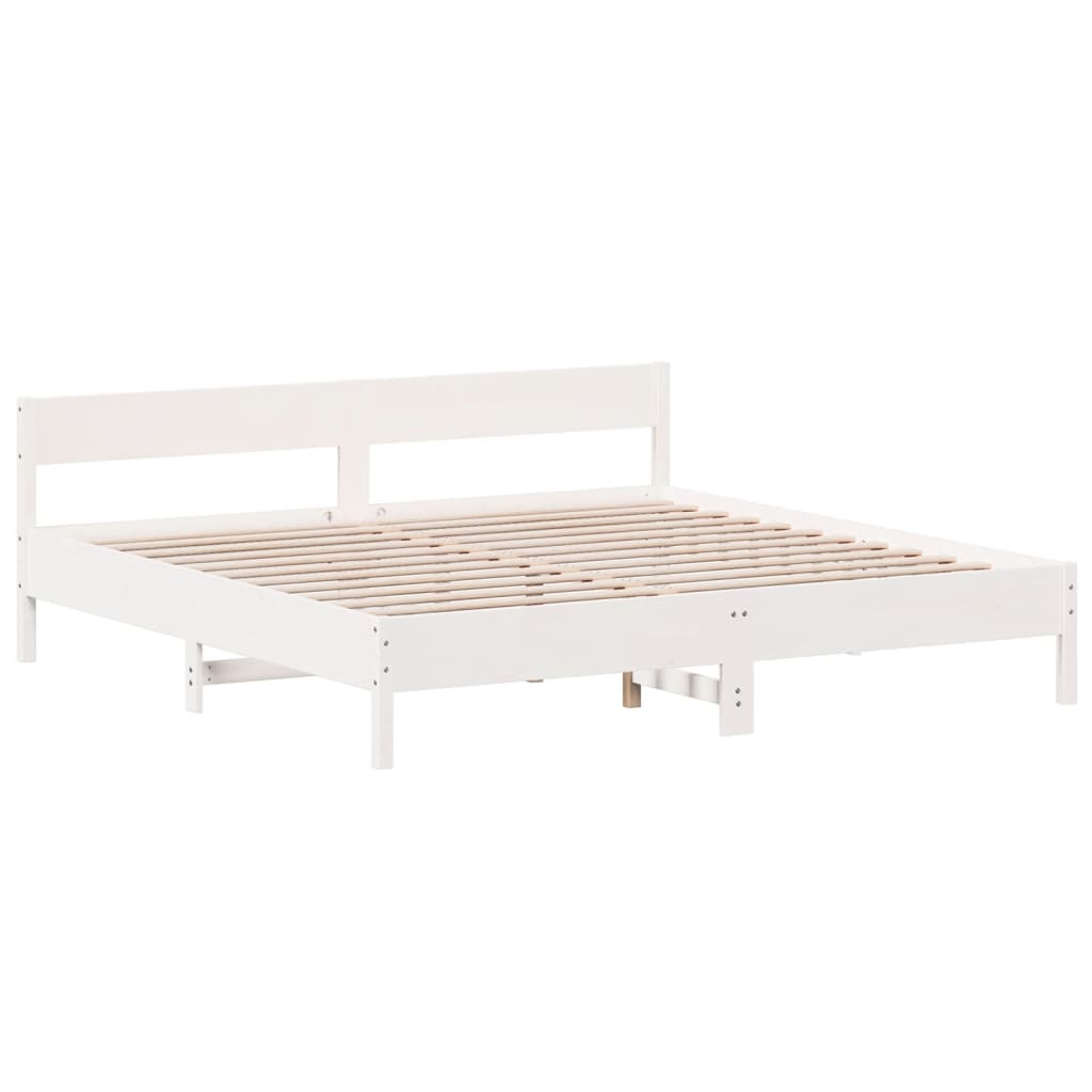 vidaXL Bed Frame without Mattress White 180x200 cm Super King Solid Wood Pine