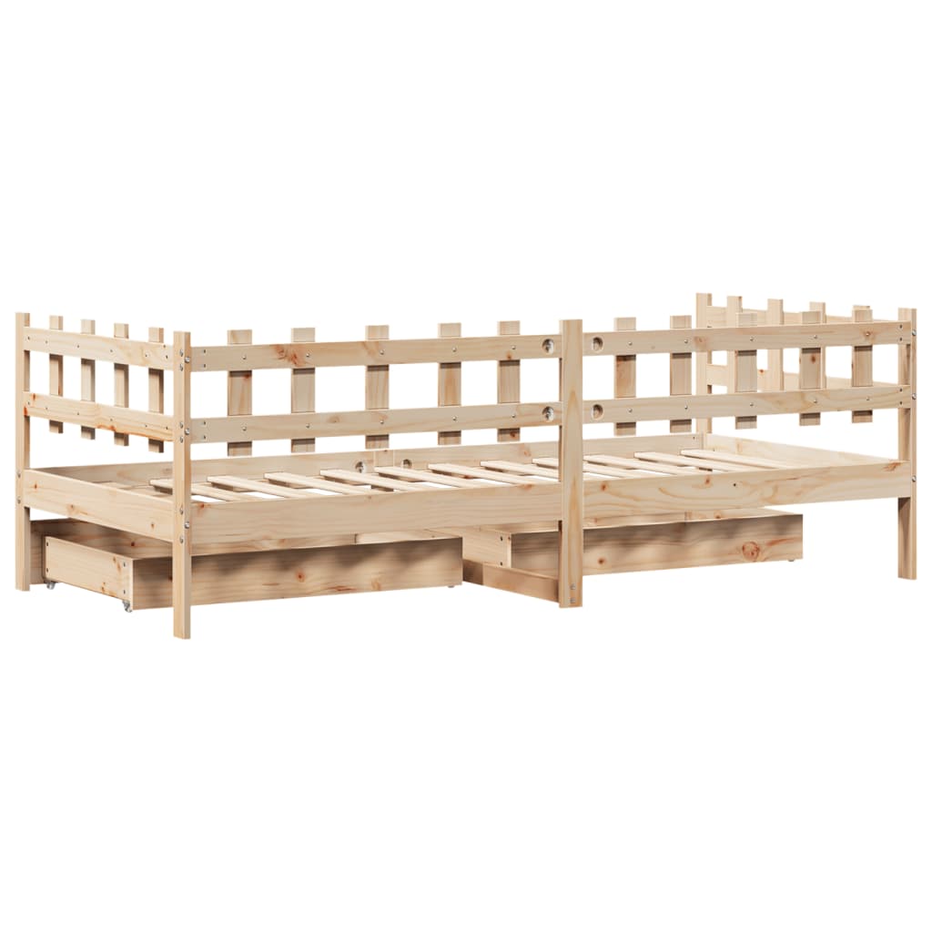 vidaXL Daybed with Drawers without Mattress 80x200 cm Solid Wood