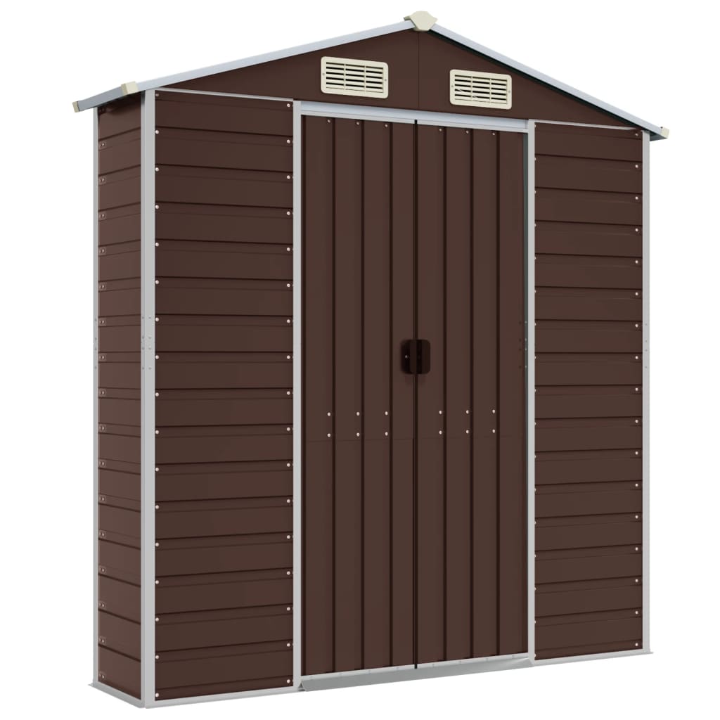 vidaXL Garden Shed Brown 191x640x198 cm Galvanised Steel