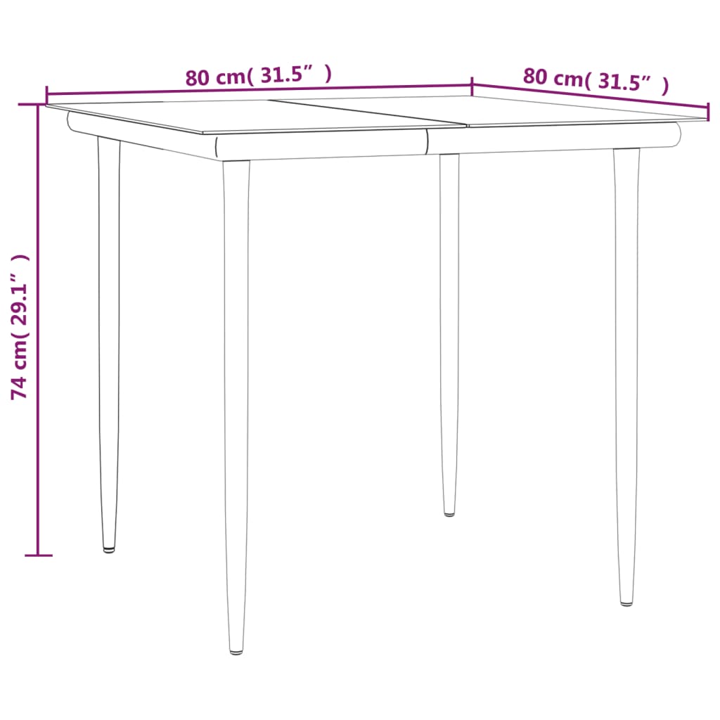 vidaXL 3 Piece Garden Dining Set Poly Rattan and Steel