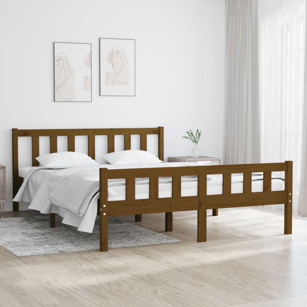 vidaXL Bed Frame without Mattress Honey Brown Solid Wood 140x190 cm