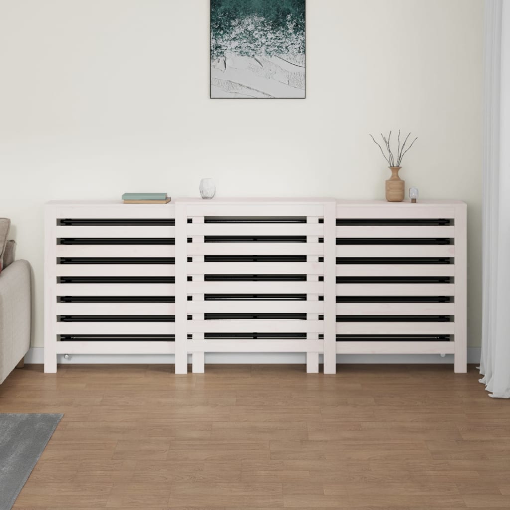 vidaXL Radiator Cover White 210x21x85 cm Solid Wood Pine