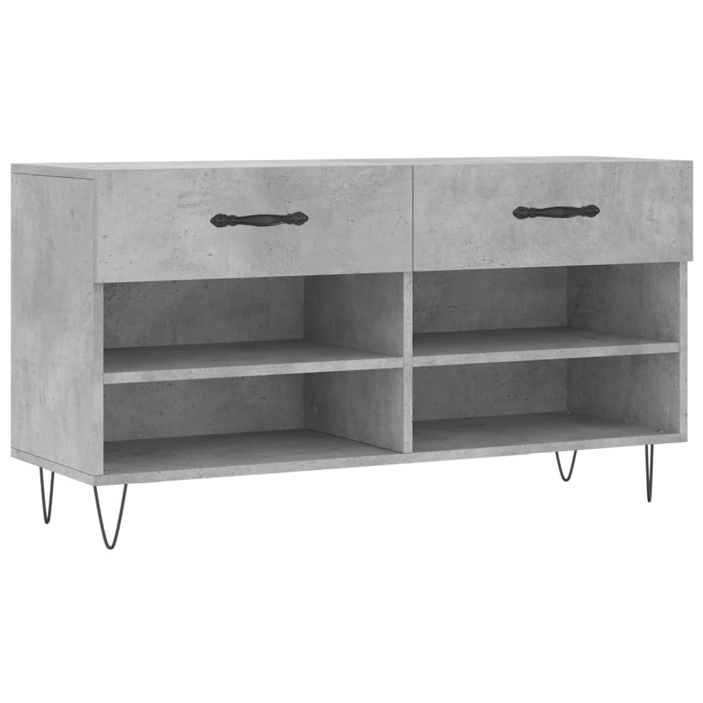 vidaXL Shoe Bench Concrete Grey 102x35x55 cm Engineered Wood