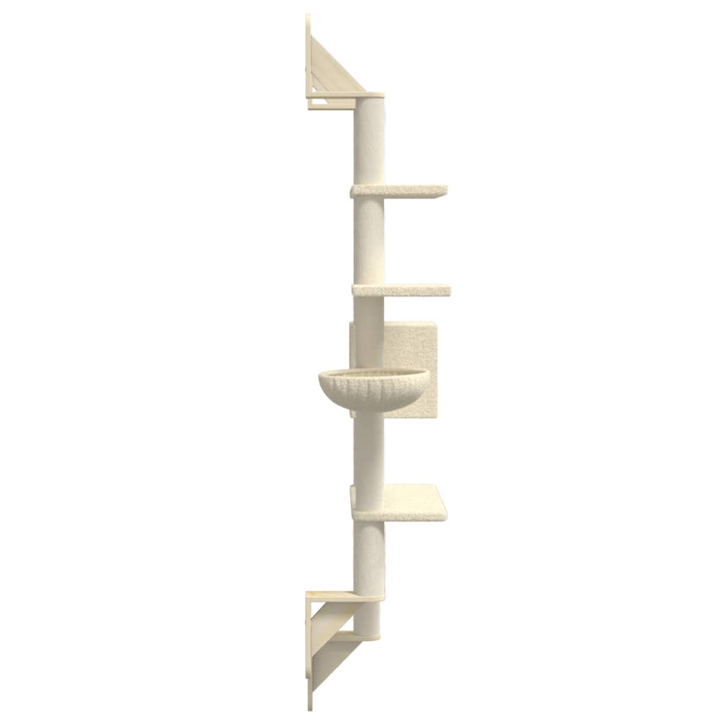 vidaXL Wall-mounted Cat Tree with Scratching Post Cream 180 cm