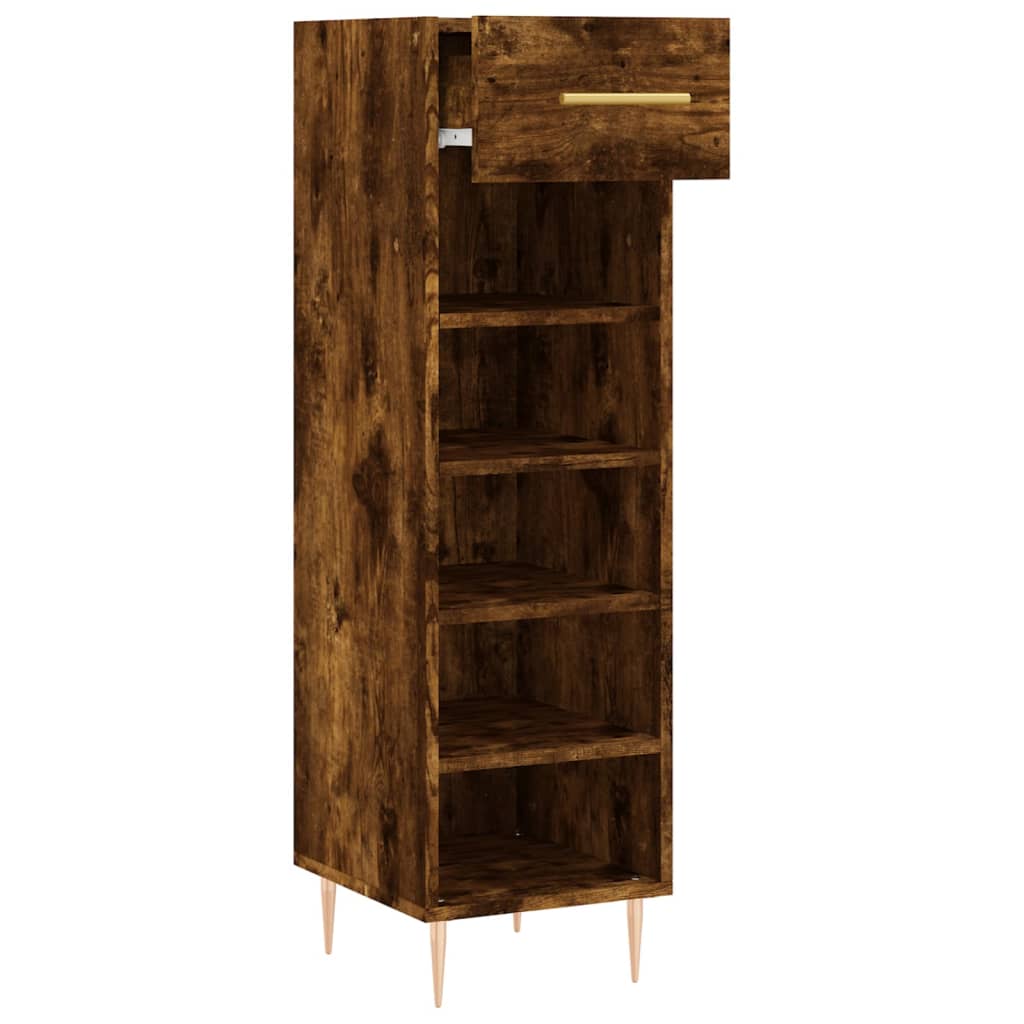 vidaXL Shoe Cabinet Smoked Oak 30x35x105 cm Engineered Wood