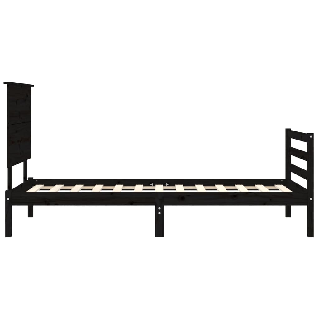 vidaXL Bed Frame without Mattress Black 90x200 cm Solid Wood