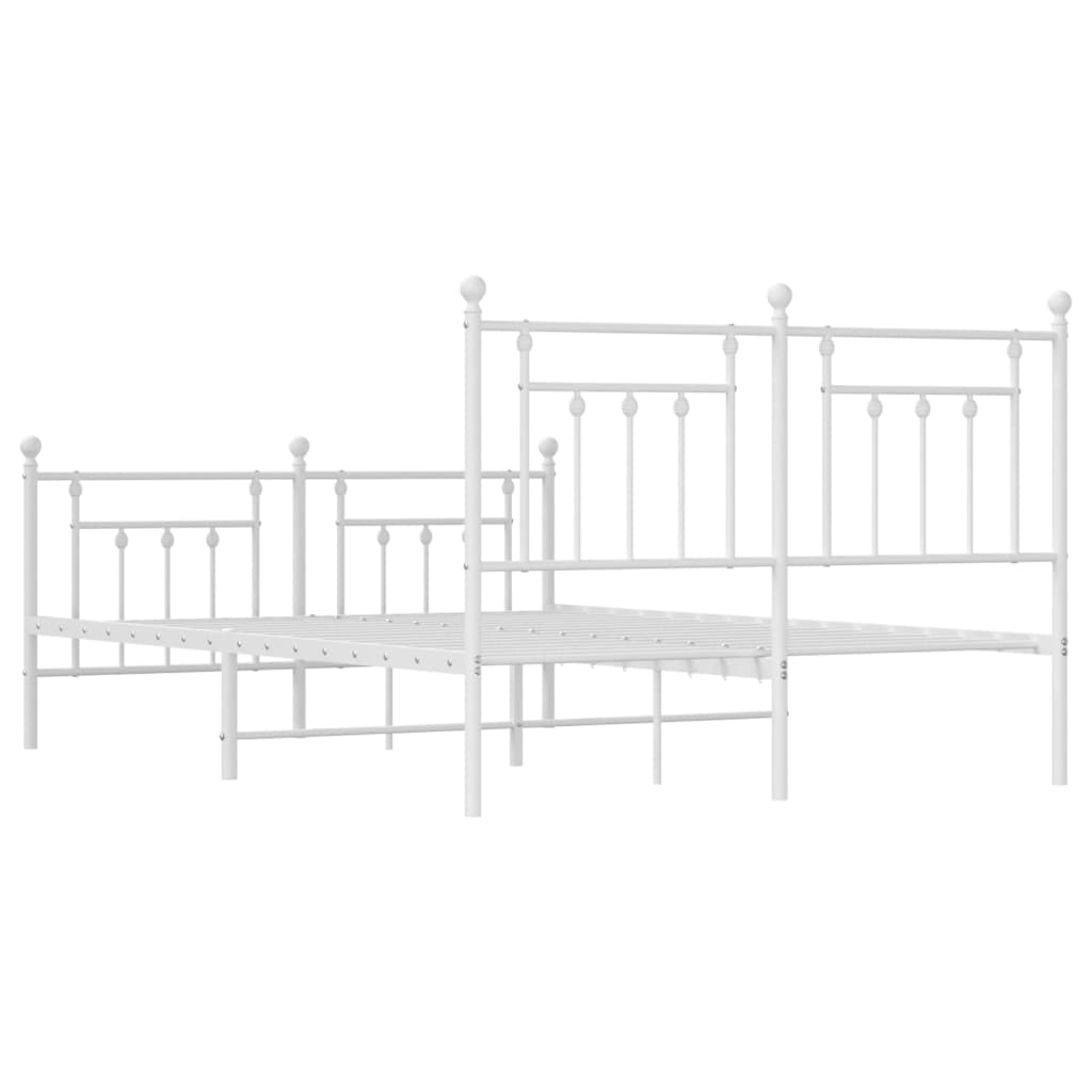 vidaXL Metal Bed Frame without Mattress with Footboard White 150x200 cm King Size