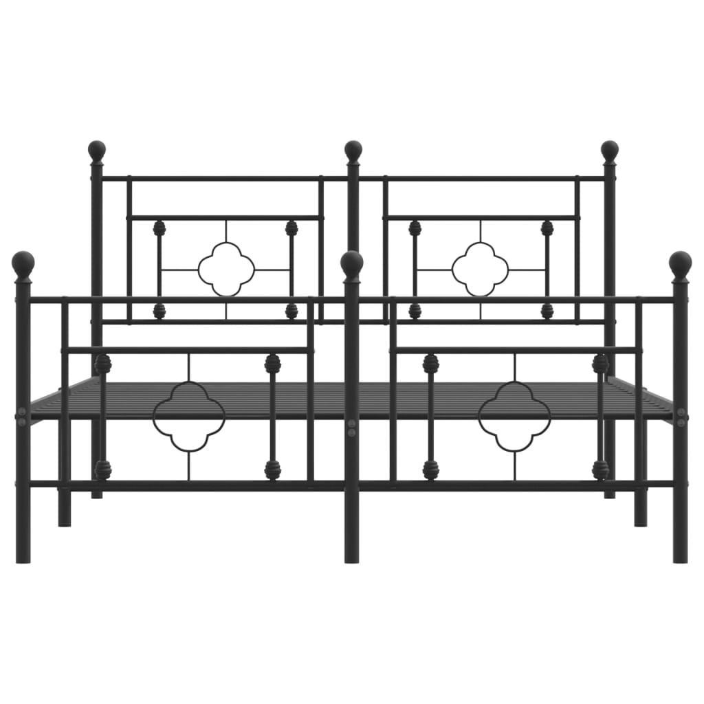 vidaXL Metal Bed Frame without Mattress with Footboard Black 140x200 cm