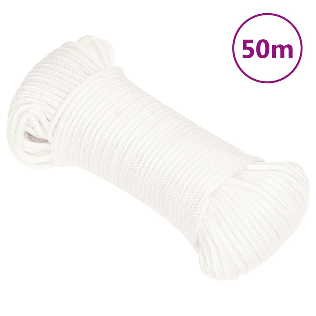 vidaXL Boat Rope Full White 3 mm 50 m Polypropylene