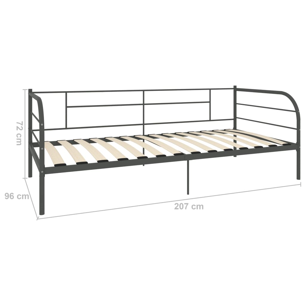 vidaXL DayBed Frame without Mattress Grey Metal 90x200 cm